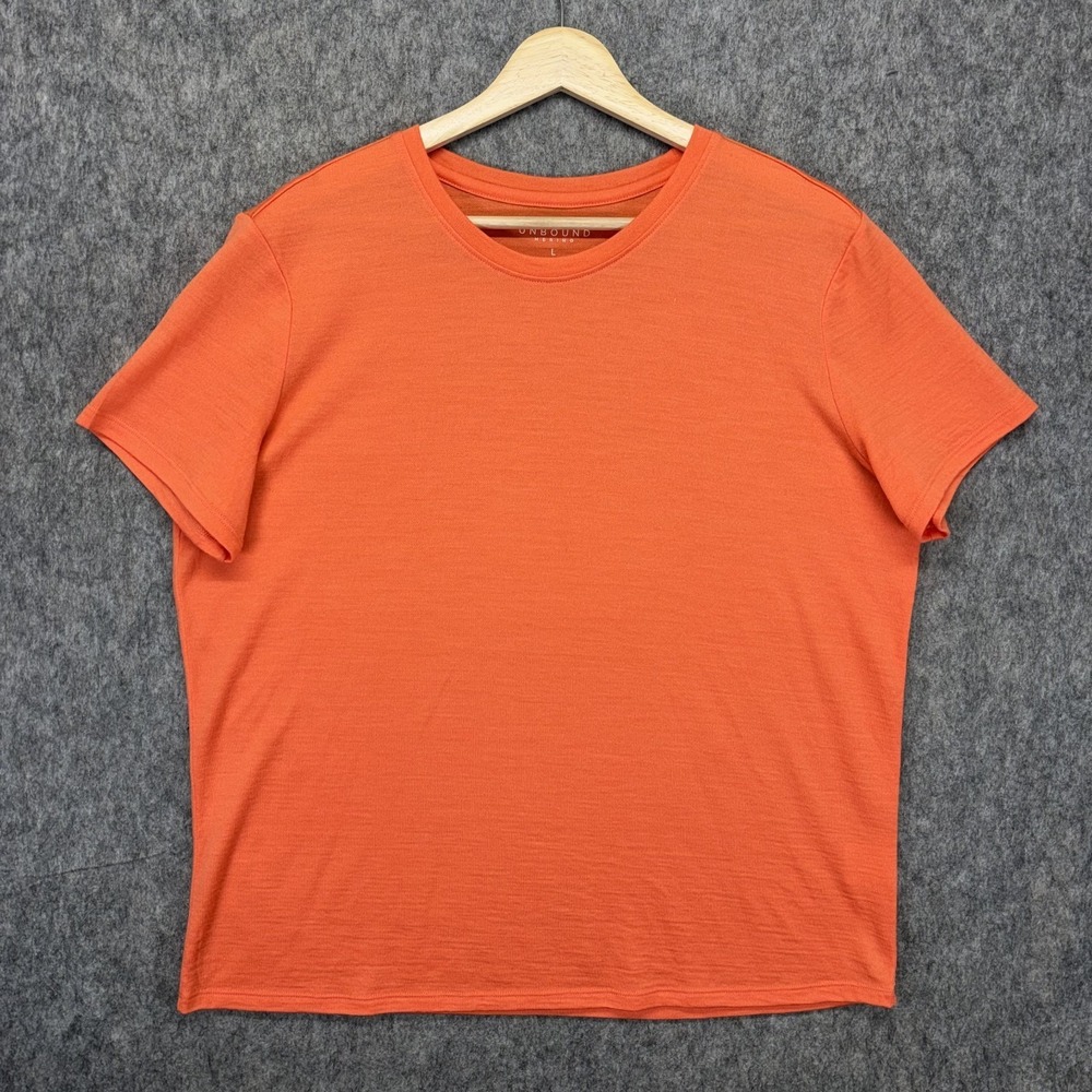 Unbound Merino T-Shirt Women's Large Orange Short Sleeve Base Layer Thermal